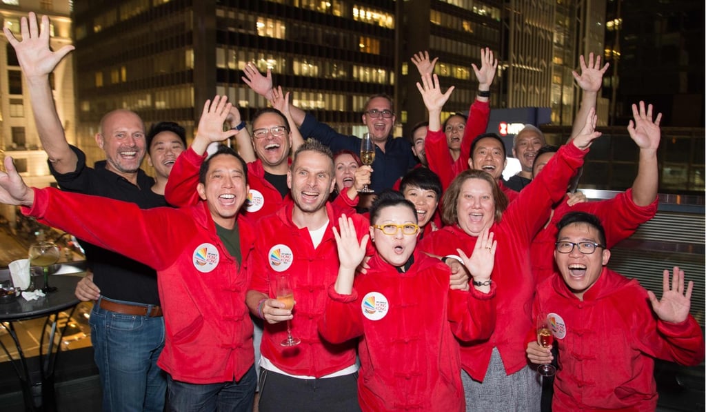 Hong Kong delegates celebrate the city being chosen to host the Gay Games in 2022, the first time the event will come to Asia. Photo: AFP Hong Kong delegates celebrate the city being chosen to host the Gay Games in 2022, the first time the event will come to Asia. Photo: AFP