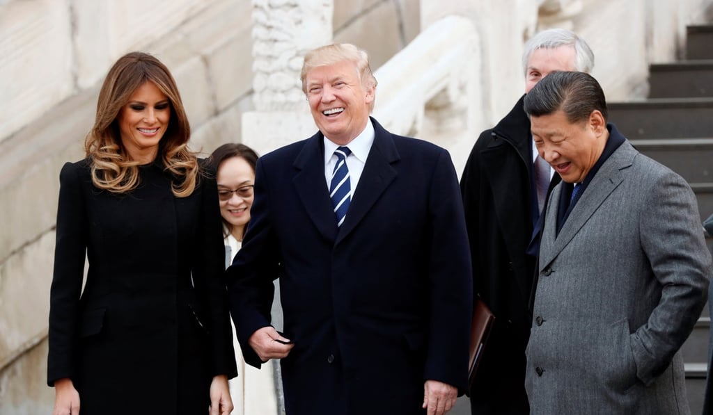 US President Donald Trump and his wife Melania tour the Forbidden City with Chinese President Xi Jinping on Wednesday. Photo: Reuters