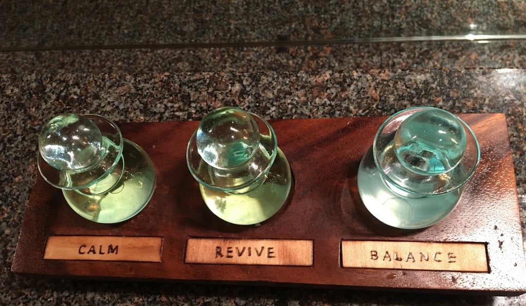 The oils used during the Plateau Spa experience. The oils used during the Plateau Spa experience.