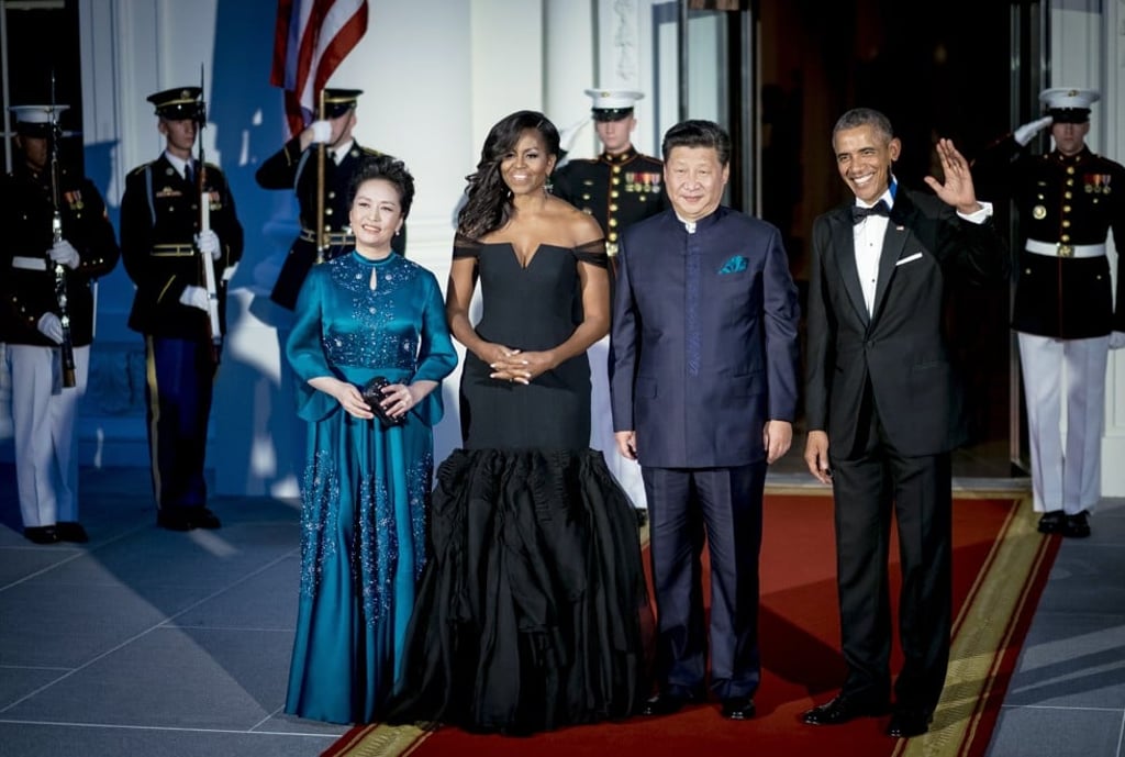 Barack Obama with Xi Jinping, China's president, Michelle Obama and Peng Liyuan, at the White House during a state visit in 2015. Photo: Bloomberg