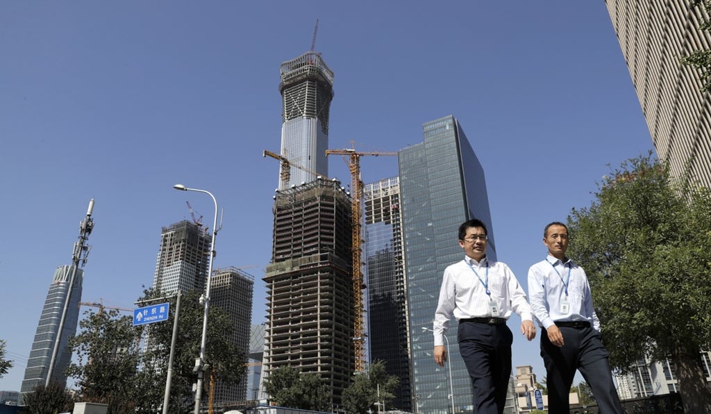 A construction site in Beijing’s central business district. Photo: AP
