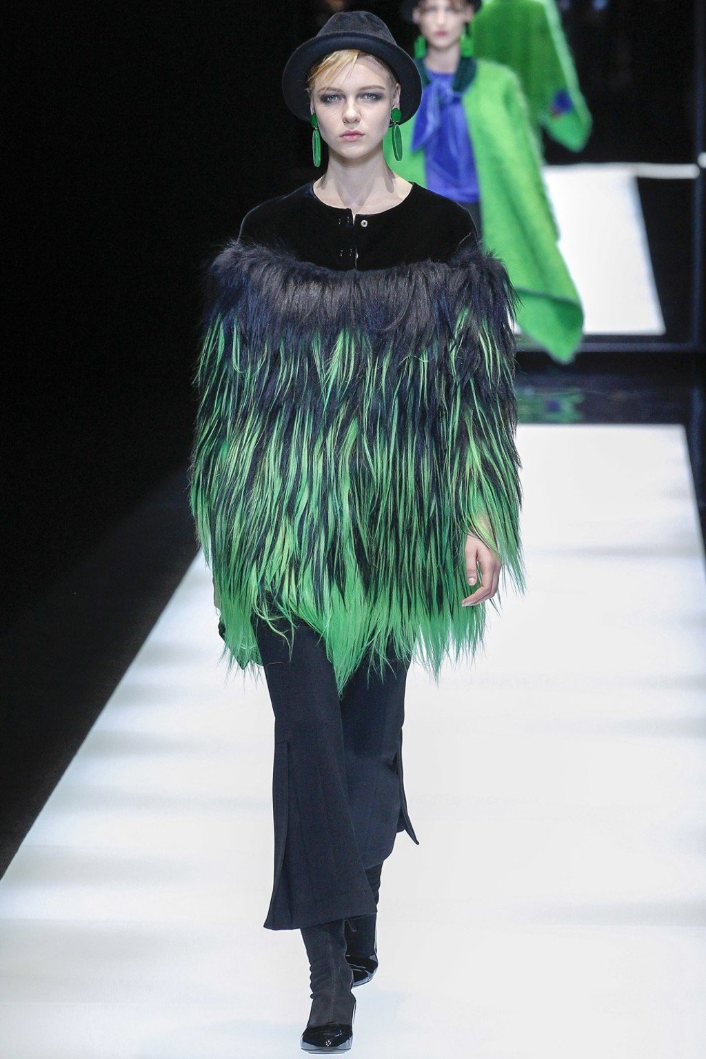 A faux-fur look from Giorgio Armani’s autumn/winter 2017 collection. A faux-fur look from Giorgio Armani’s autumn/winter 2017 collection.