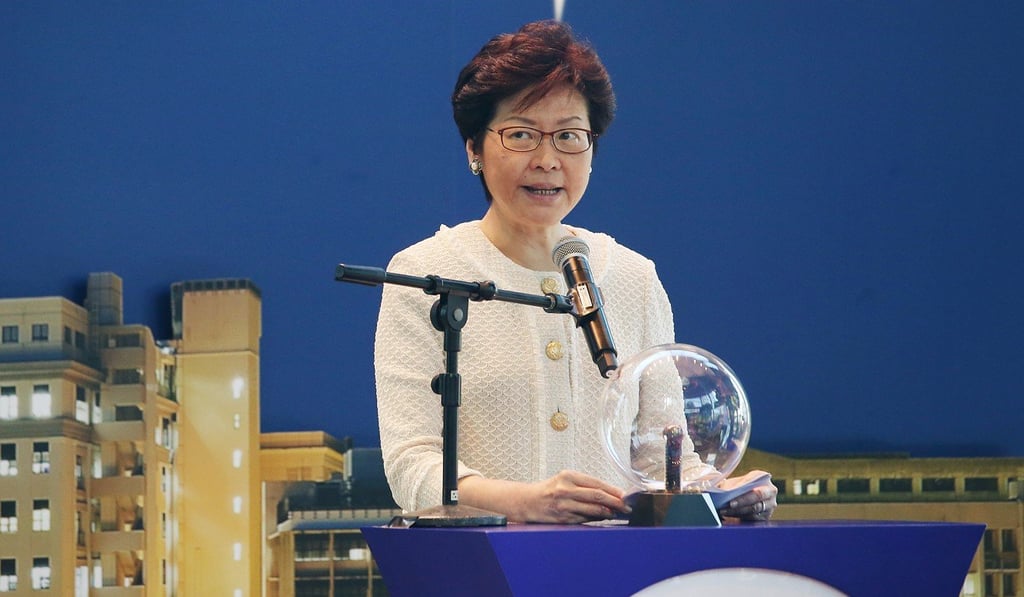 Chief Executive Carrie Lam attends a ceremony at Queen Mary Hospital in October. Lam’s maiden policy address including a call for preventive care to reduce hospital stays, as well as support for the development of traditional Chinese medicine. Photo: David Wong