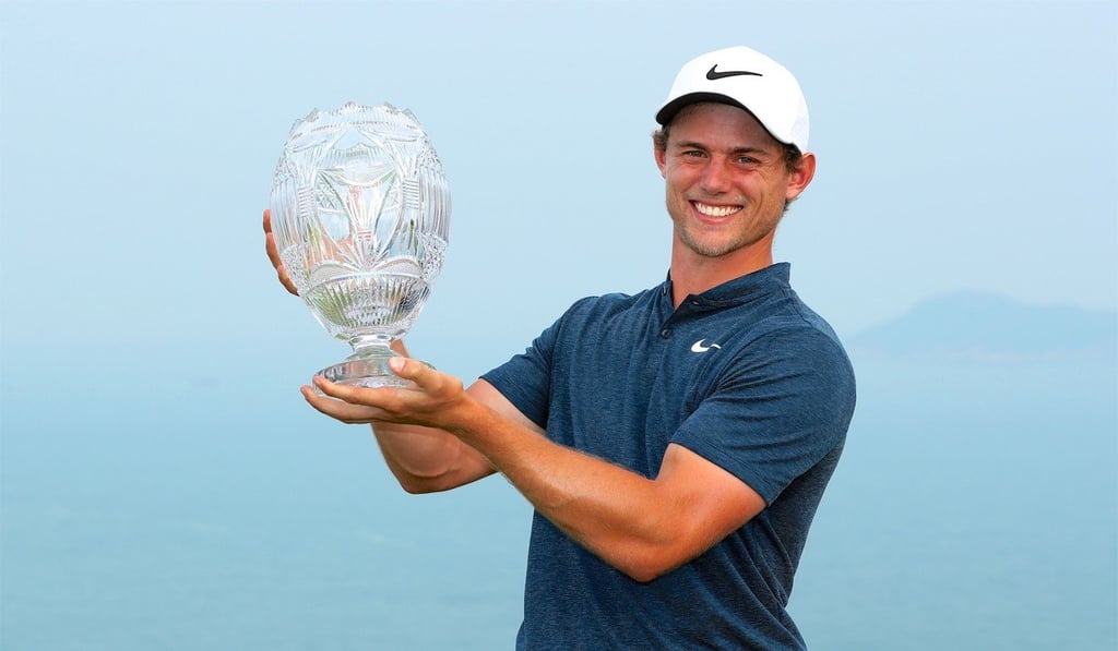 Australia's James Marchesani celebrates his win in the Clearwater Bay Open.