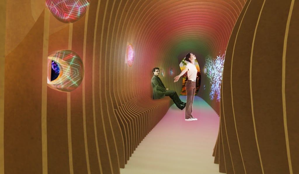 A digital representation of Footprints, an art installation by Hassell.