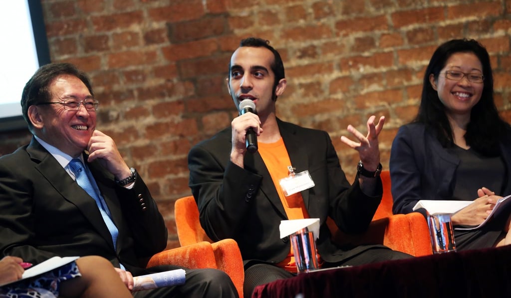 Stand-up comedian Vivek Mahbubani (centre) uses the poor behaviour of Hongkongers in his act. Photo: K.Y. Cheng