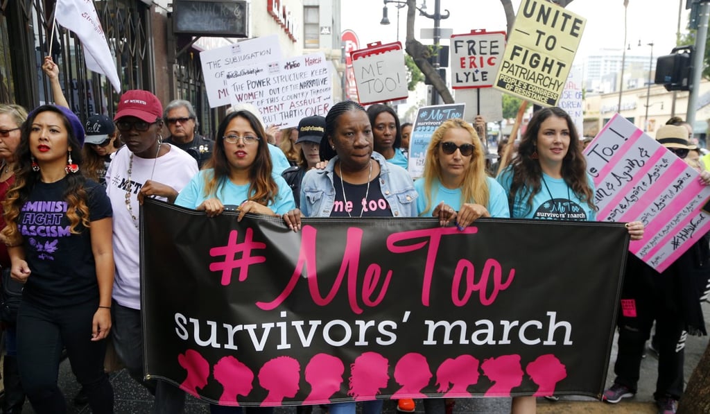 Victims of sexual harassment and assault, and their supporters march through Hollywood for the #MeToo rally. Photo: AP