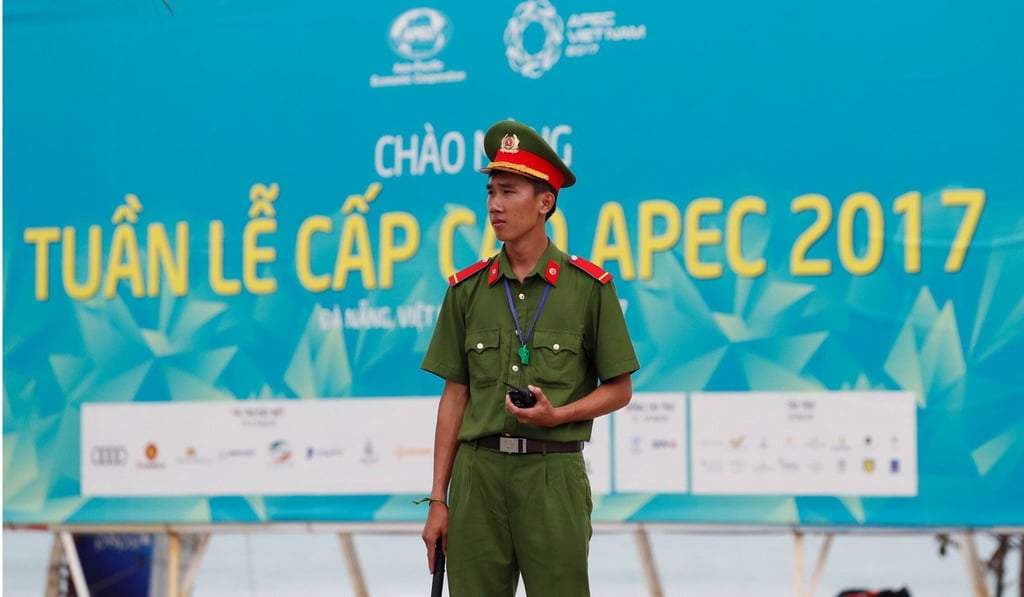 A Vietnamese policeman near the Apec summit venue in Da Nang, Vietnam, on Thursday. Photo: Reuters