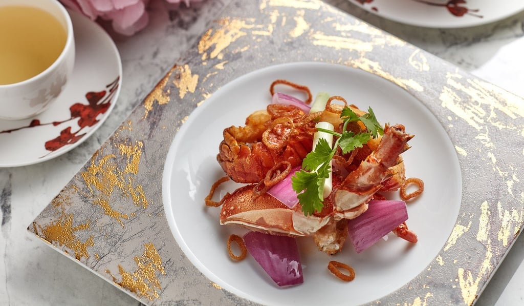 Stir fried sliced lobster with shallot, red onion and spring onion, served at Central’s Ying Jee Club.