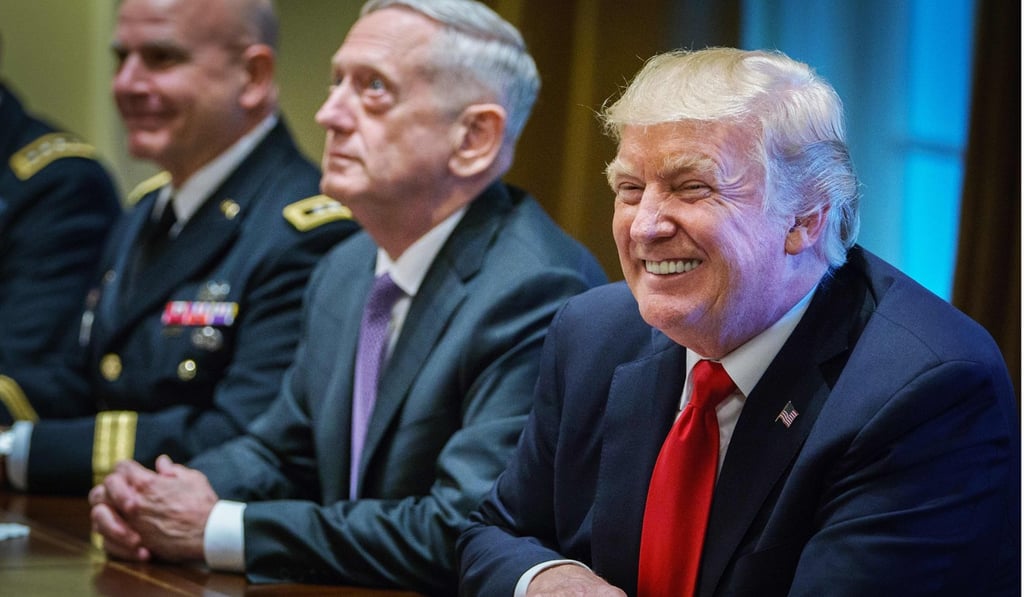 US President Donald Trump with Defence Secretary James Mattis during a meeting with senior military leaders in the Cabinet Room of the White House on October 5, 2017. Photo: AFP