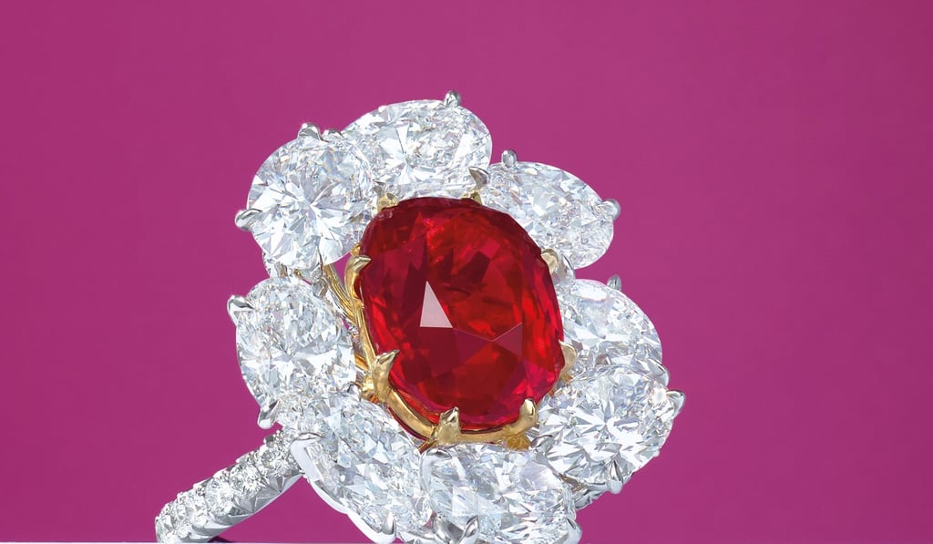An 8.17ct pigeon’s blood red Burmese ruby ring. Estimate: HK$45 million to HK$65 million. An 8.17ct pigeon’s blood red Burmese ruby ring. Estimate: HK$45 million to HK$65 million.