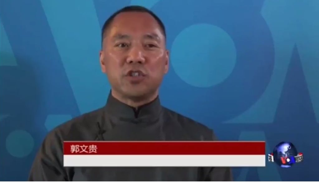 During the Voice of America interview, which streamed live online, fugitive Chinese tycoon Guo Wengui accused numerous top Chinese officials of taking bribes without providing solid evidence. Photo: SCMP Pictures