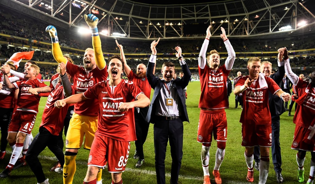 Denmark celebrate after the match. Photo: Reuters