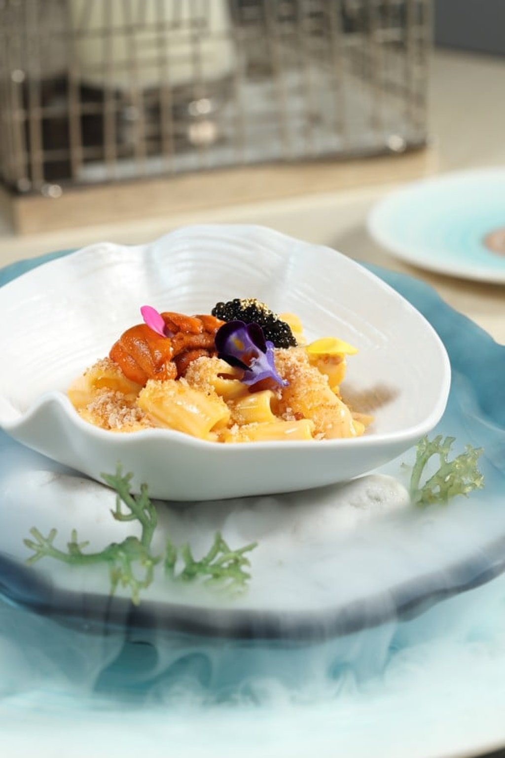 Skye’s mac and cheese with sea urchin and caviar.