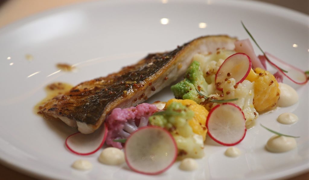 Grilled line-caught mackerel fillet with summer cauliflower. Photo: David Wong