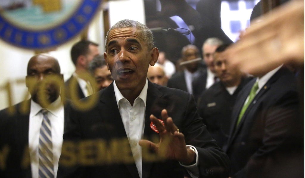 The former president of the United States Barack Obama attends Cook County jury duty. Photo: Getty Images