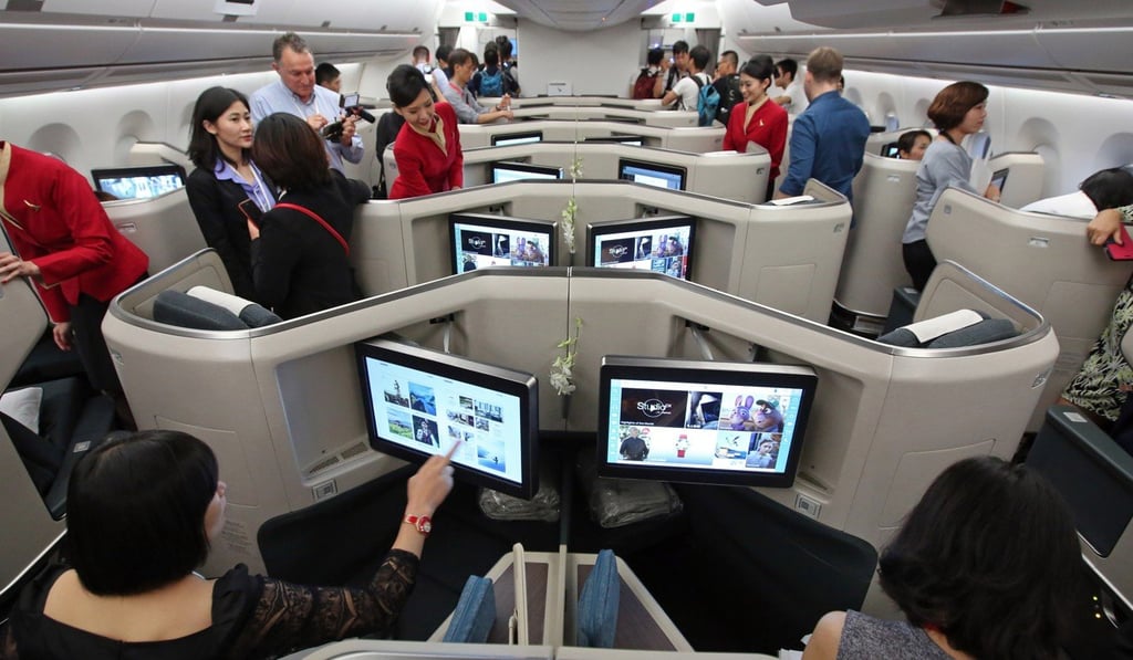 Cathay Pacific celebrates the arrival of its first A350 aircraft. Photo: Edward Wong