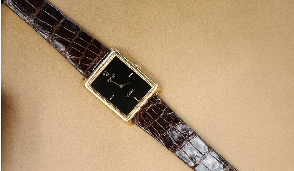 Rolex Cellini. ‘My most meaningful watch is one from my grandfather. It’s a vintage Rolex, I often wear and my husband sometimes wears it. So we are hoping that we can pass it down to our children.’