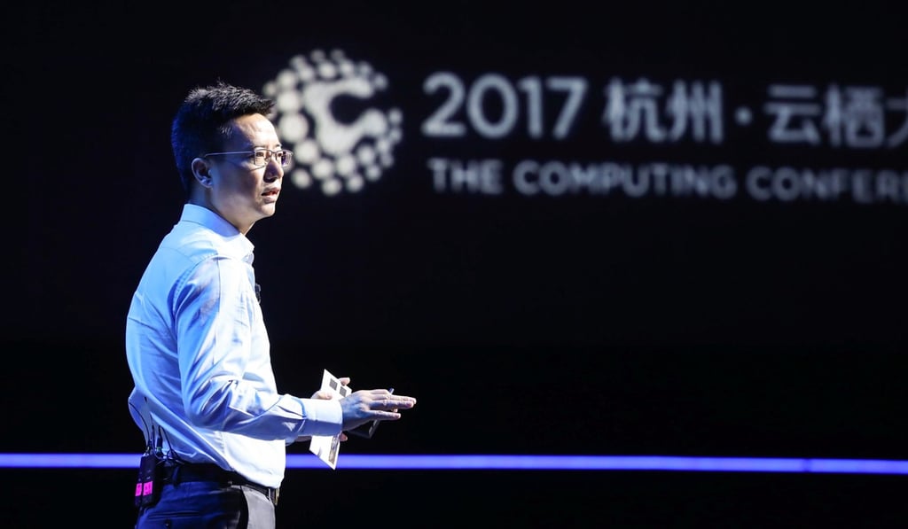 Simon Hu, senior vice-president of Alibaba Group and president of Alibaba Cloud, speaking at the Alibaba Computing Conference in Hangzhou last month. Photo: Handout