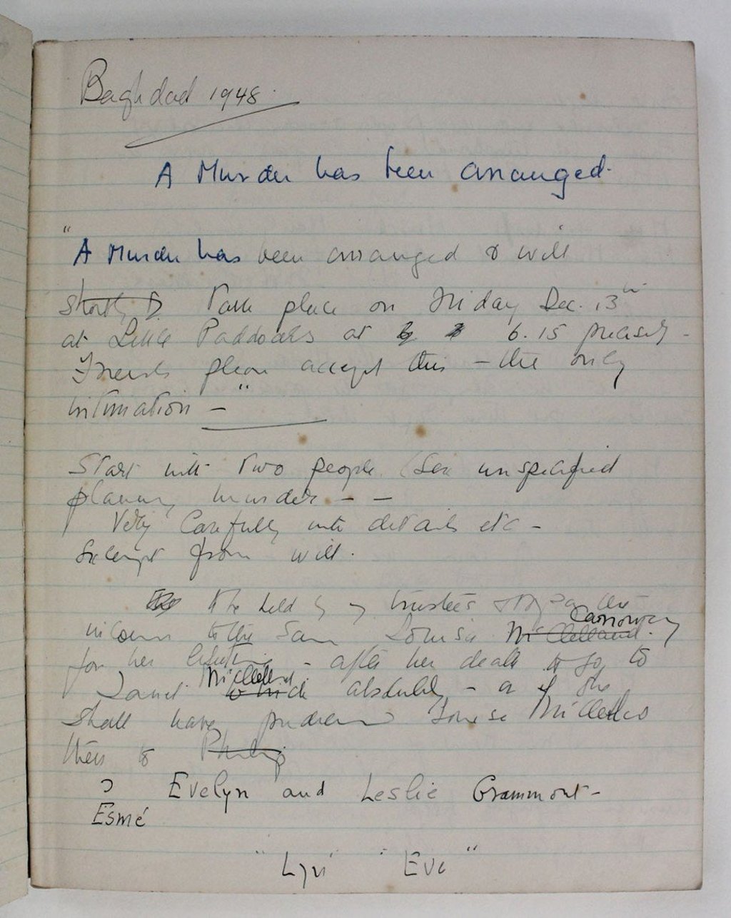 Agatha Christie. Unpublished manuscript notebook, 1948 – 1951. Agatha Christie. Unpublished manuscript notebook, 1948 – 1951.