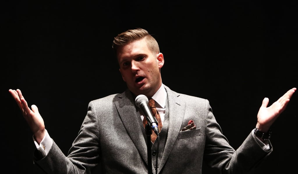 White nationalist Richard Spencer holds a news conference before giving a speech at the University of Florida in Gainesville, Florida. Photo: Orlando Sentinel/TNS White nationalist Richard Spencer holds a news conference before giving a speech at the University of Florida in Gainesville, Florida. Photo: Orlando Sentinel/TNS
