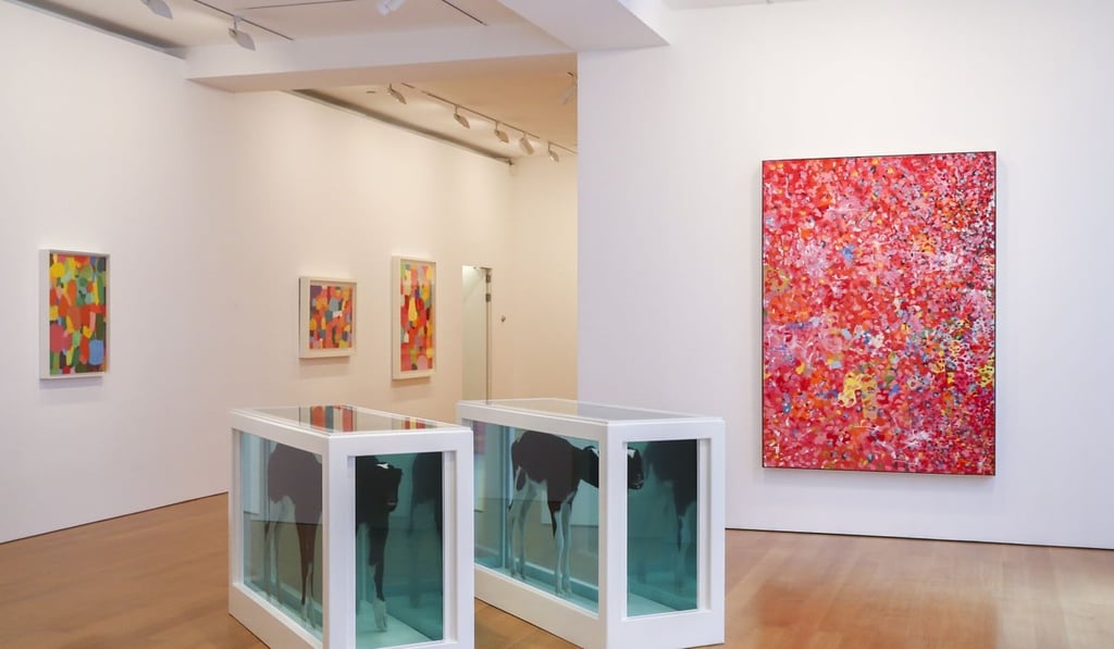 Tanks in which the calves Cain and Abel are forever suspended on tiptoe. Photo: K.Y. Cheng