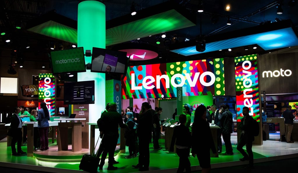 Lenovo organised a product booth during the Mobile World Congress in Barcelona. Photo: AFP