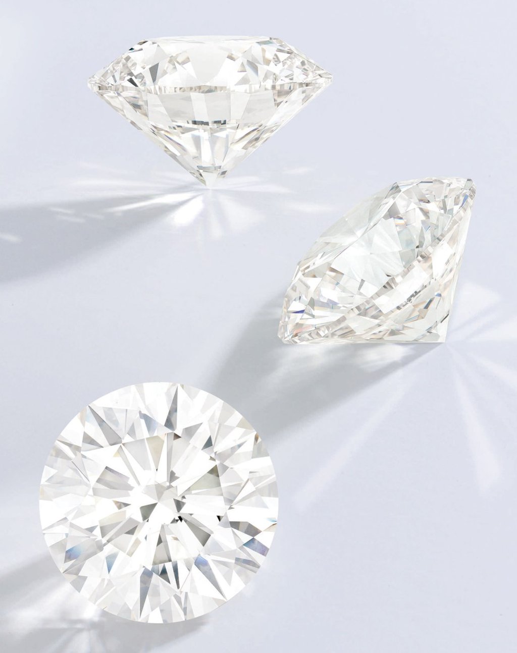 Three views of the 110.92-carat round diamond, which has an estimated vale of up to US$6.2 million. Photo: Sotheby’s