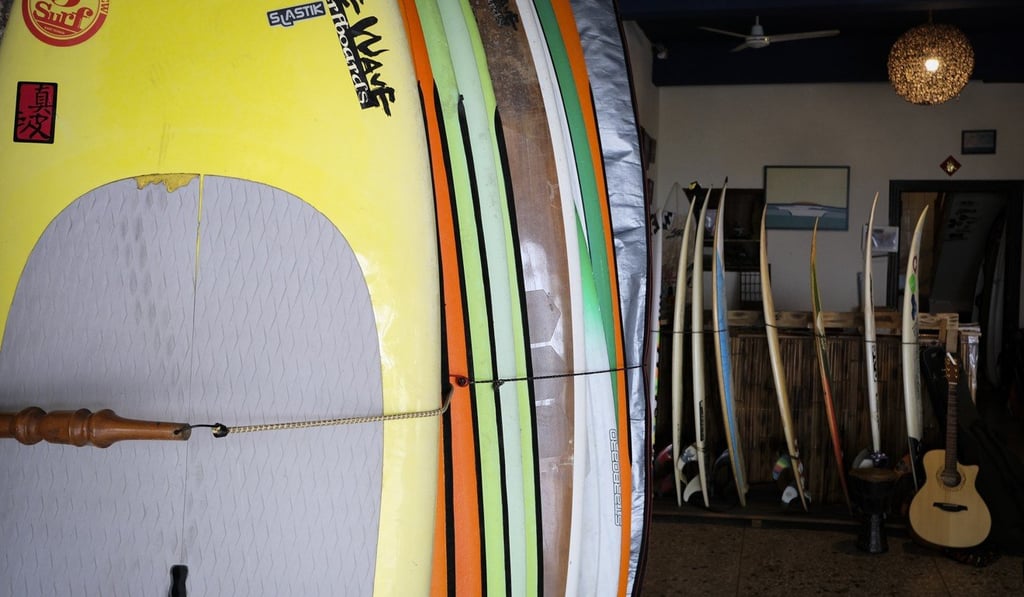 Surf boards for rent at Donghe’s Taitung Surf Shop. Photo: James Wendlinger Surf boards for rent at Donghe’s Taitung Surf Shop. Photo: James Wendlinger