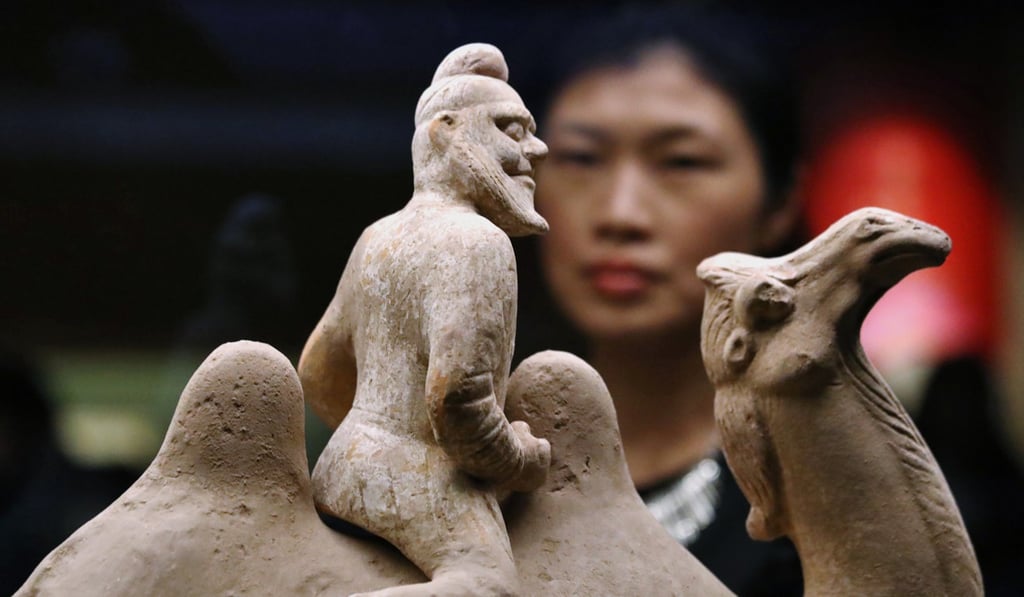 Pottery camel with Central Asian rider, Tang dynasty. Photo: Nora Tam