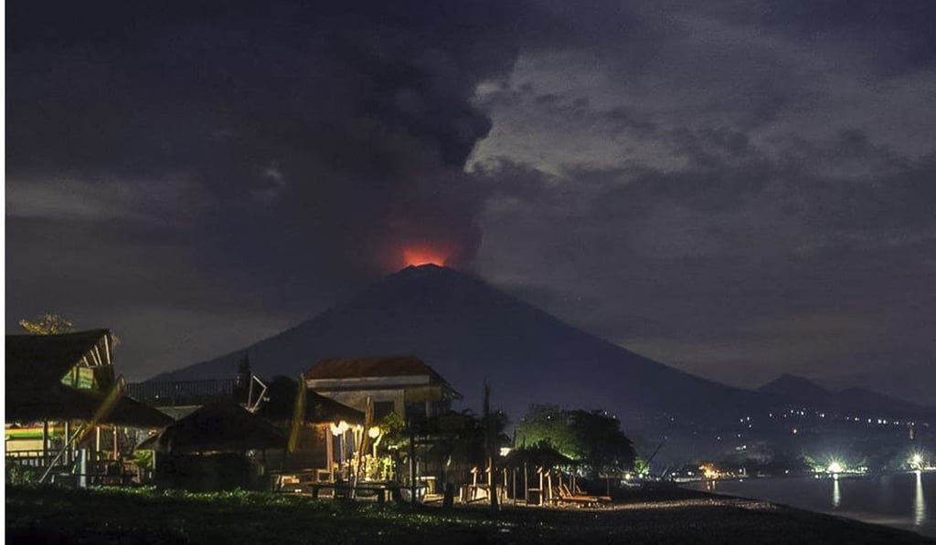 Since Monday Mount Agung has spewed ash kilometres into the air. Photo: Nyoman Miskin Aryana