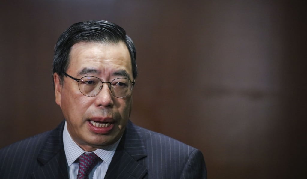 Legislative Council president Andrew Leung meets the media after a Legco meeting on October 19. Leung’s decision last year to accept the controversial oaths by the four since-expelled lawmakers may make him legally vulnerable now that Legco is pursuing compensation from the four. Photo: Felix Wong