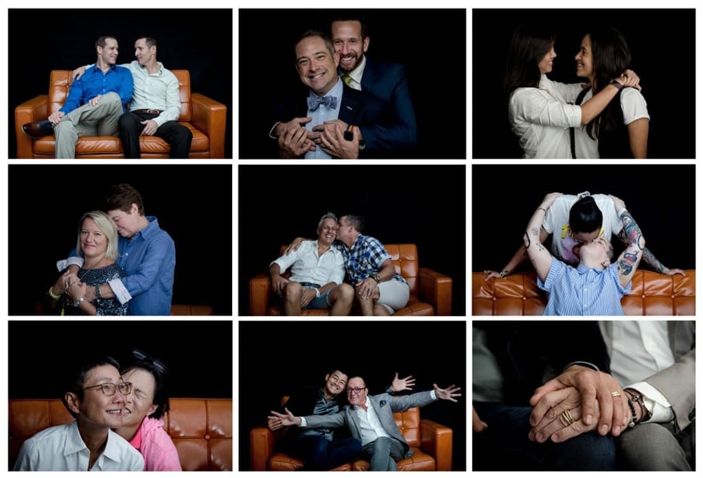 Photographs from Hong Kong photographer Laura Simonsen’s recent exhibition celebrating same-sex couples living in the city. Photo: Laura Simonsen Photographs from Hong Kong photographer Laura Simonsen’s recent exhibition celebrating same-sex couples living in the city. Photo: Laura Simonsen