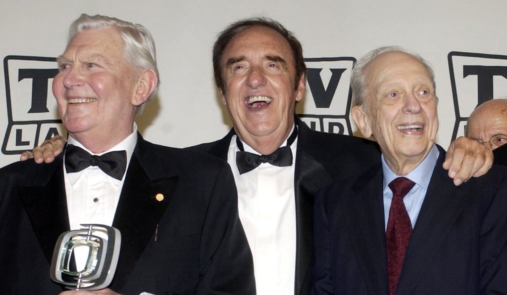 Andy Griffith, Jim Nabors and Don Knotts, cast members of The Andy Griffith Show, pose backstage after accepting the Legend Award for their series during a taping of the second annual TV Land Awards in Hollywood in 2004. Photo: Reuters