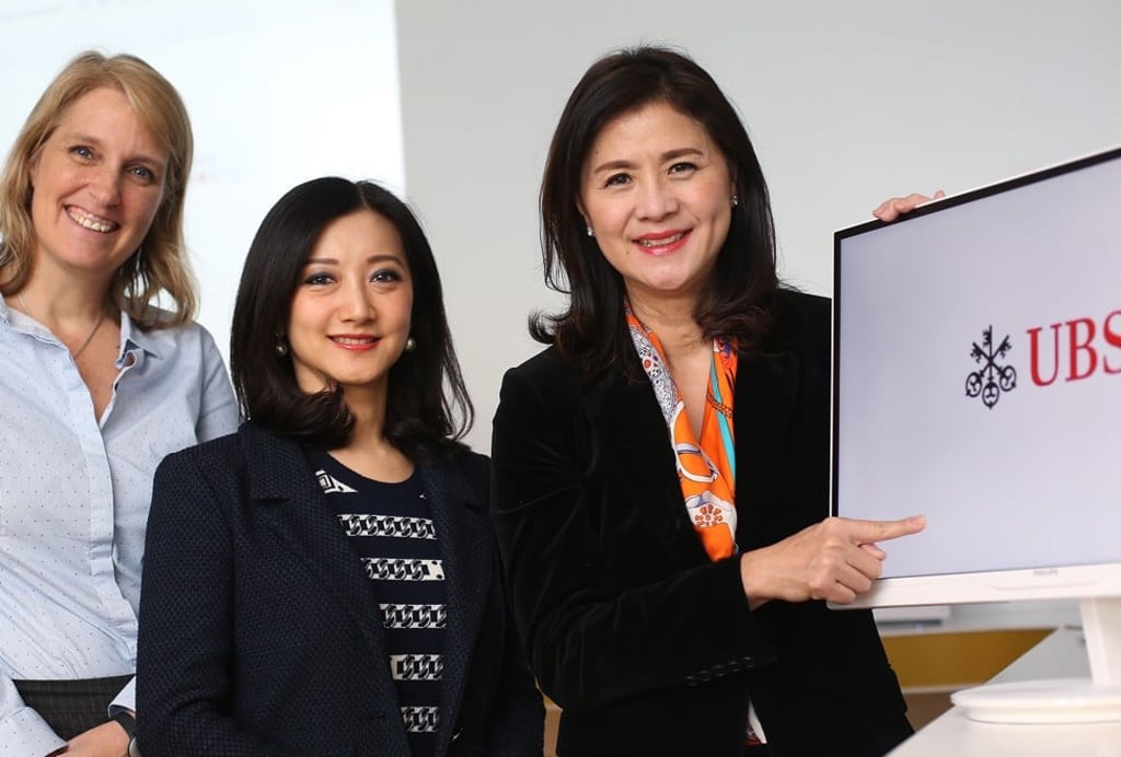 (L TO R) Cat Rüst, head of innovation technologies, UBS Wealth Management Greater China, Adeline Chien, head of the Kowloon office, USB Wealth Management, and Amy Lo, chairman and head Greater China. Photo: Winson Wong