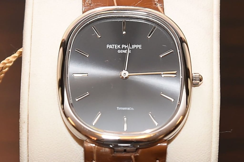 A Patek Philippe Golden Ellipse 18-carat white gold watch for Tiffany & Co, was valued at up to US$30,000 before the GWS Auctions sale. Photo: AFP