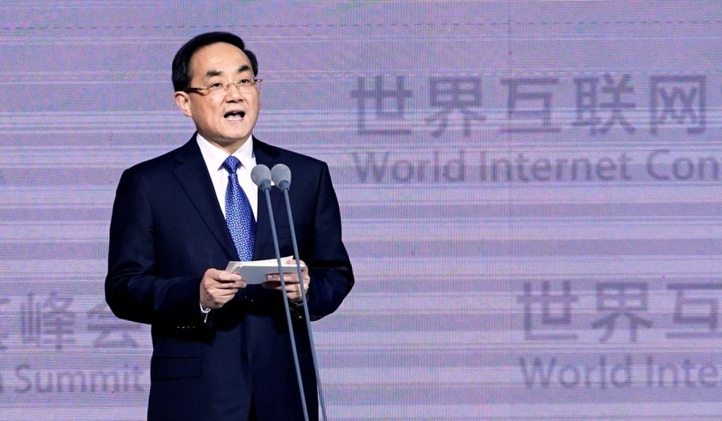 Xu Lin, director of the Cyberspace Administration of China, on Tuesday read out a list of internet specialists and tech firm executives who backed President Xi Jinping’s latest call to respect the country’s cyberspace sovereignty. Photo: Reuters
