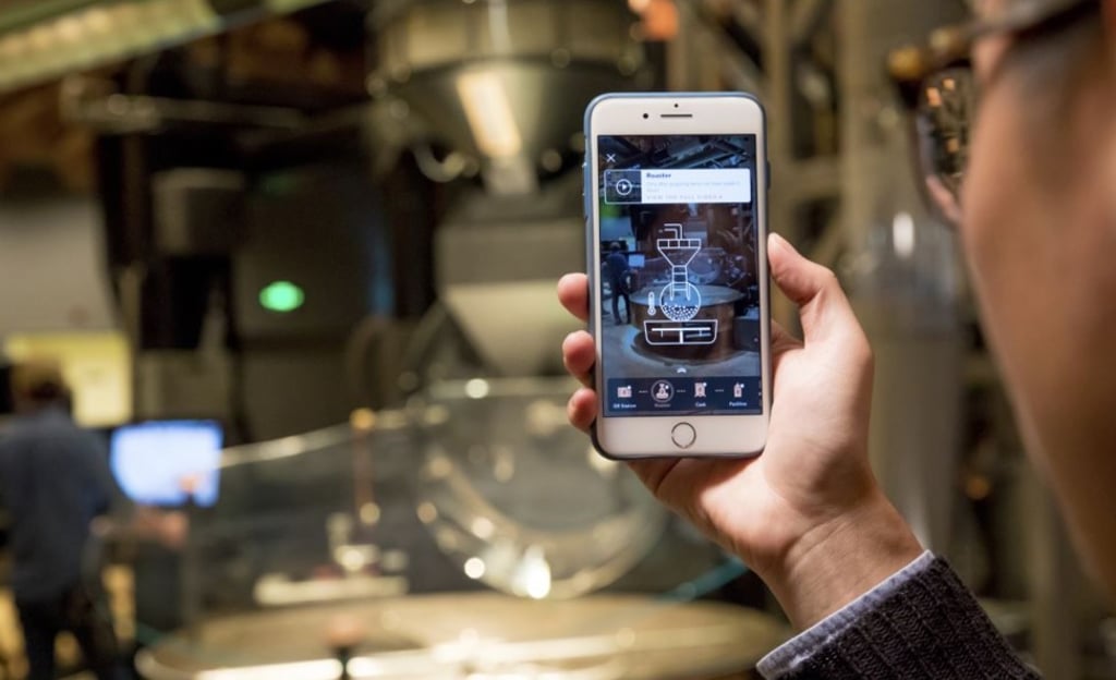 Customers can use a Starbucks augmented reality digital app to interact with the store.