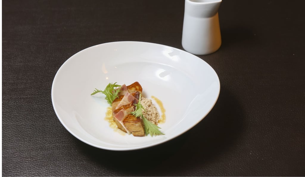 Chestnut velouté with seared foie gras and smoked bacon at Seasons. Photo: Xiaomei Chen