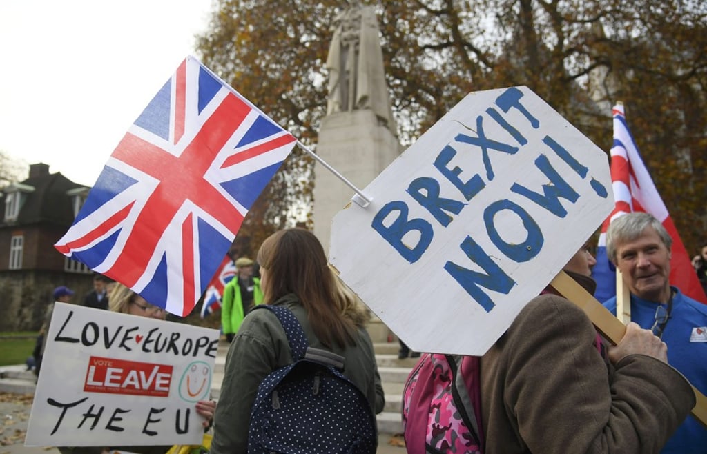 Demonstrators supporting Brexit protest outside the Houses of Parliament in London on November 23, 2016. Photo: Reuters