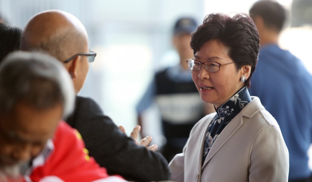 Chief Executive Carrie Lam meets protesters before an Executive Council meeting in Tamar. Lam has emphasised smart city initiatives since taking office. Photo: Winson Wong