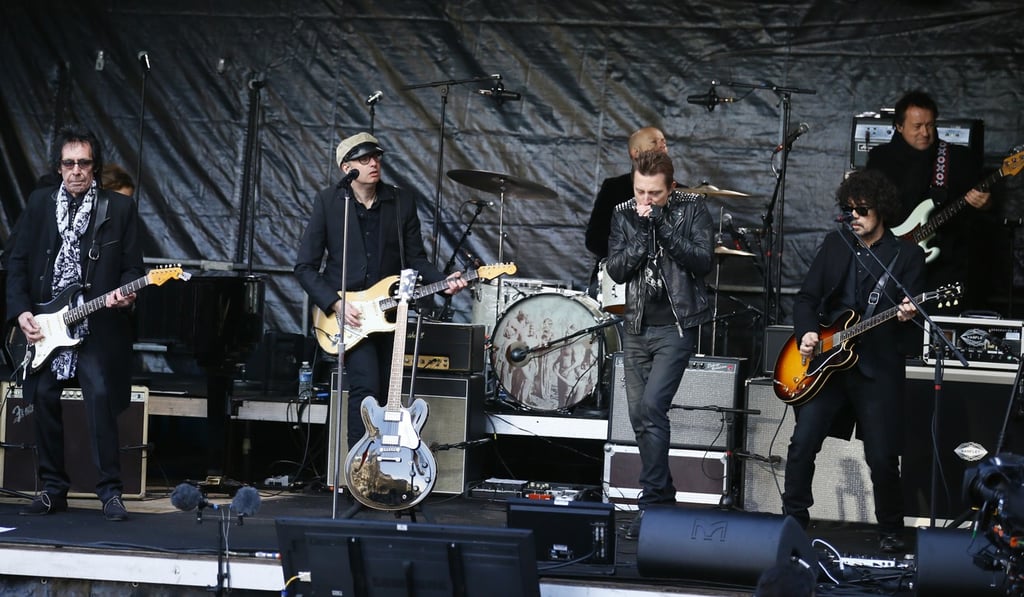 Hallyday’s musicians perform before his funeral ceremony in Paris. Photo: AP