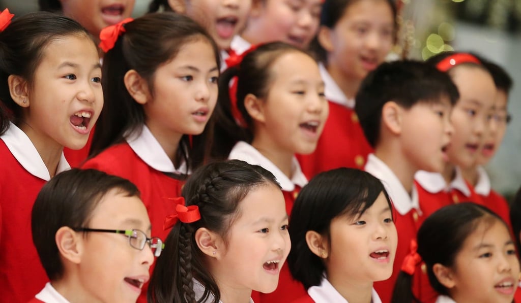 A choir from the Singapore International School performing at the Kowloon Shangri-La as part of the fundraising initiative. Photo: Dickson Lee
