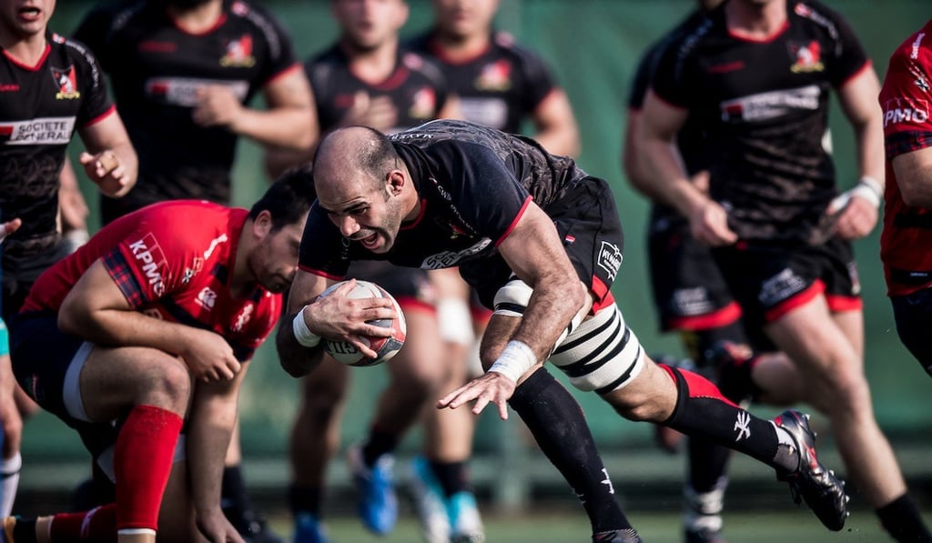 Valley's Thomas Lamboley scores a first-half try.