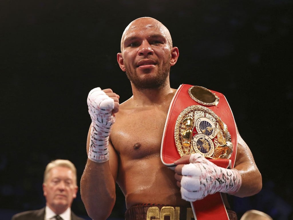 Truax celebrates after beating Degale at the Copper Box Arena in London. Photo: AP