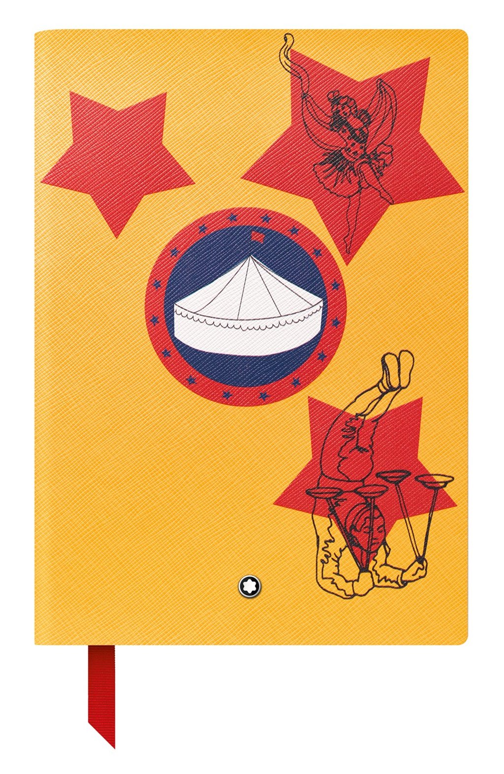 Montblanc has created a special Happy Holiday circus notebook with a yellow Saffiano calfskin leather cover featuring a printed circus design. Montblanc has created a special Happy Holiday circus notebook with a yellow Saffiano calfskin leather cover featuring a printed circus design.