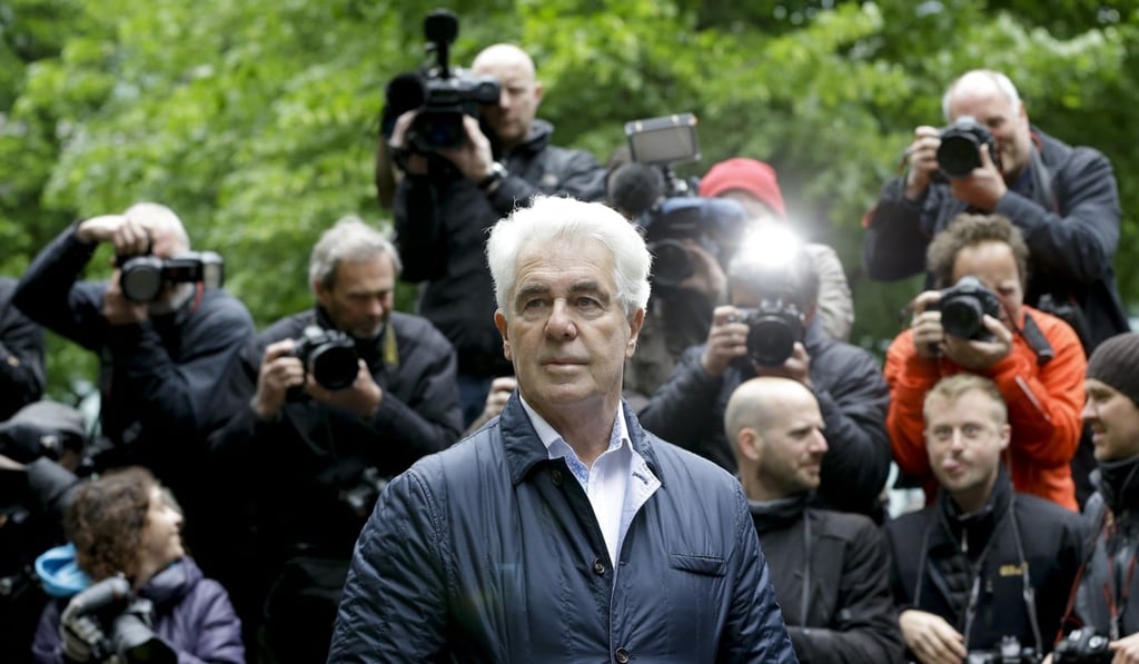In this May 2, 2014, file photo, Max Clifford arrives for sentencing at Southwark Crown Court in London after being convicted of historic offences of indecent assault. Photo: AP