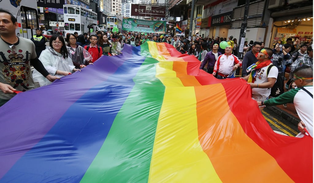 Demonstrators march in a Pride Parade in Hong Kong in November 2016. Photo: Dickson Lee