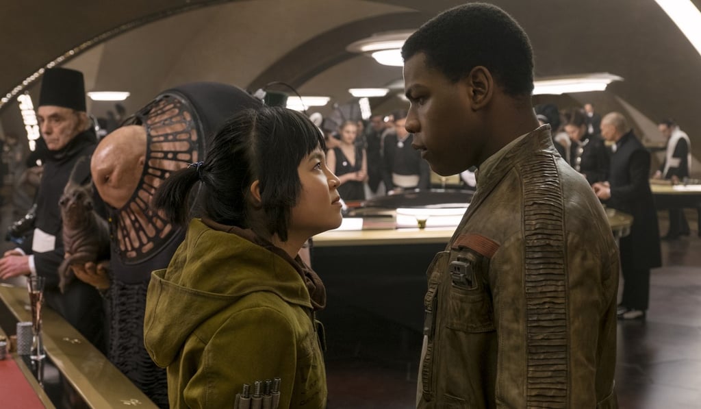 Kelly Marie Tran as Rose and John Boyega as Finn in a still from Star Wars: The Last Jedi. Photo: David James Kelly Marie Tran as Rose and John Boyega as Finn in a still from Star Wars: The Last Jedi. Photo: David James