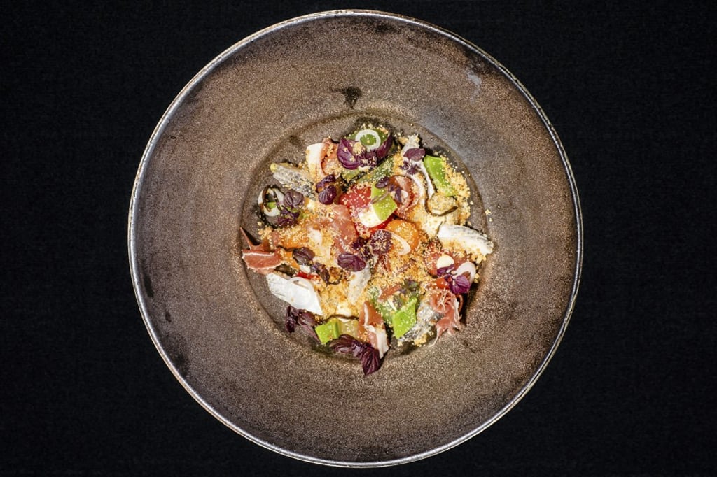 Japanese tomatoes-kamasu-bellota ham at Haku.